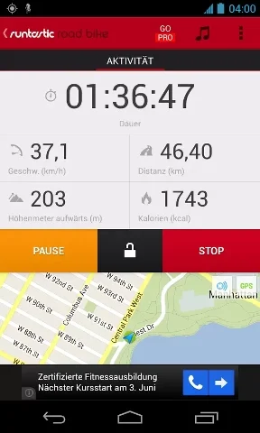 Eine der besten Outdoor Apps für Radfaher: Runtastic Road Bike